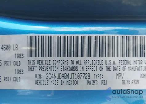 2018 Jeep Compass Sport 4X4 from USA, damaged, VIN 3C4NJDAB4JT107728